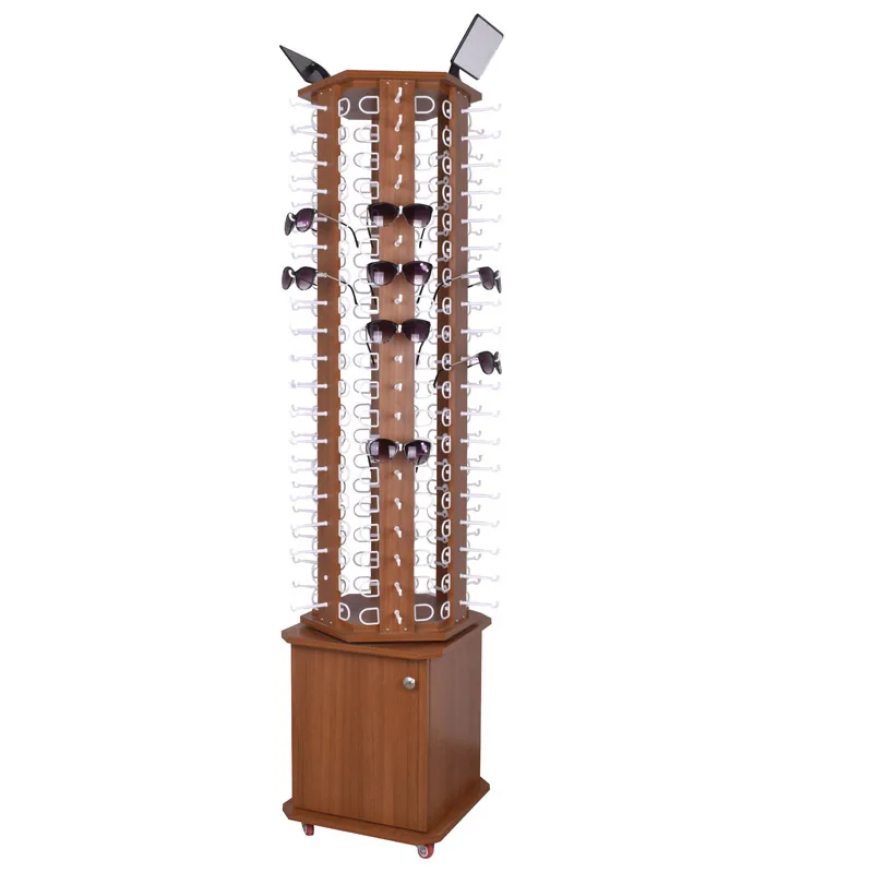 Напольная деревянная вращающаяся витрина Роскошная стеклянная витрина для солнцезащитных очков поворотный шкаф