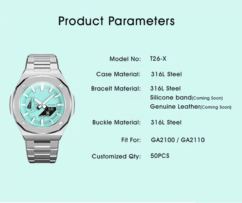 New Design 4th GA-2100/2110 All Metal Bezel Strap Watch Case with Screws DIY Stainless Steel Watch Strap for GSHOCK Mod Kit