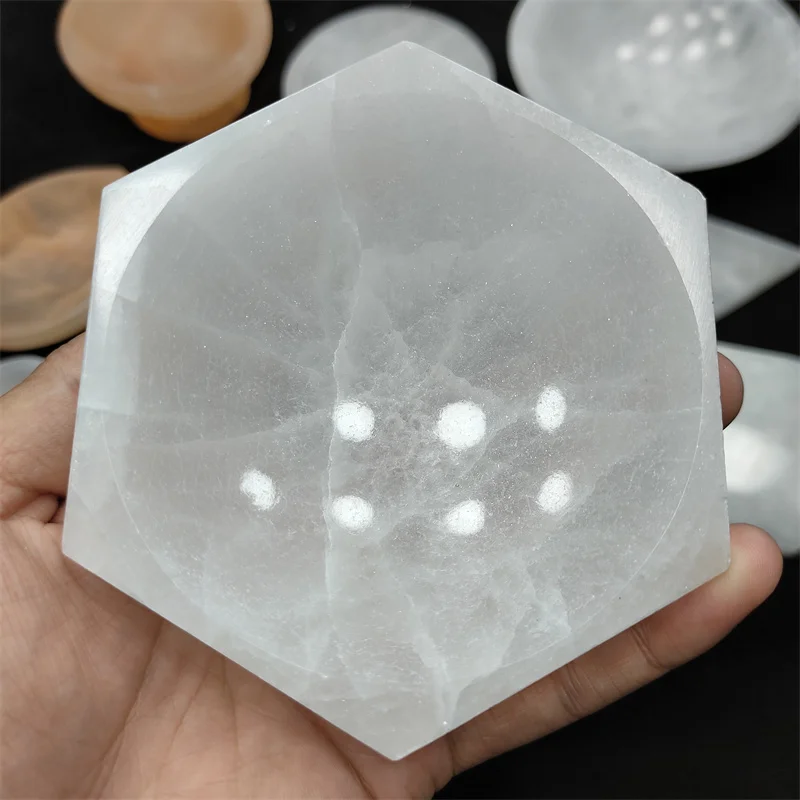 High Quality Natural Crystal Healing Stone Crystal Crafts Selenite Bowl