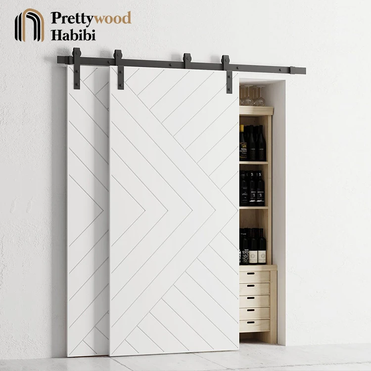 Современный дизайн интерьера дома Prettywood шкаф белого цвета двойные раздвижные двери сарая