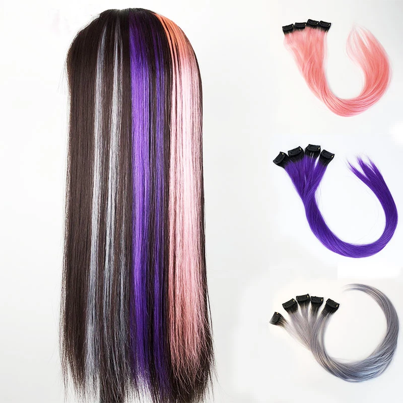 
Fashion Clip In One Piece Colorful Human Hair Extension,Colors Party Highlights Colorful One Clip In Hair Extension 