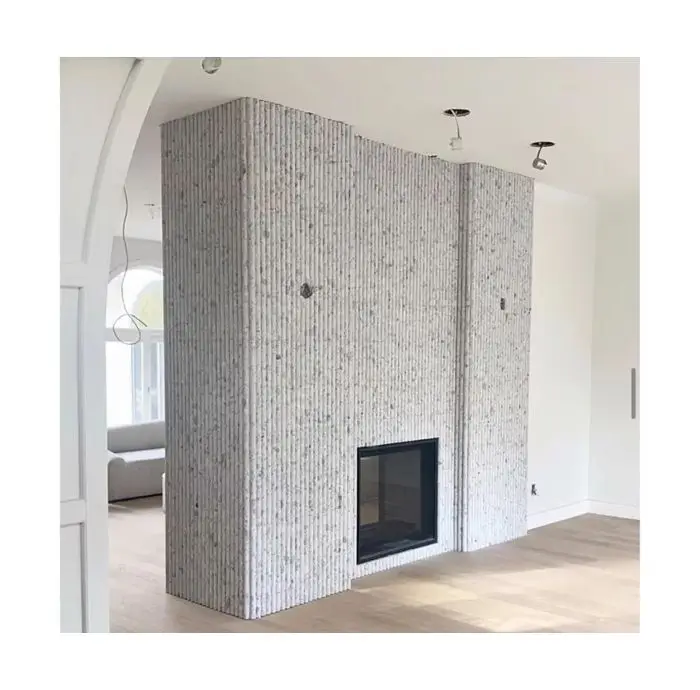 Флейта terrazzo для гостиной настенный фасад современный дизайн камин охватывающий камень рифленая плитка