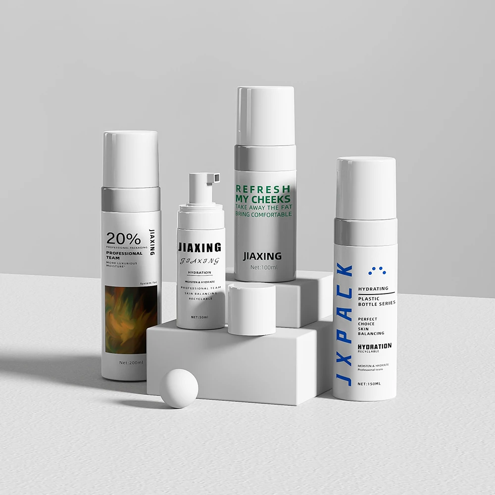 50ML 100ML 150ML 200ML PET plastic empty face wash bottle cosmetic foam pump packaging container for man facial cleanser