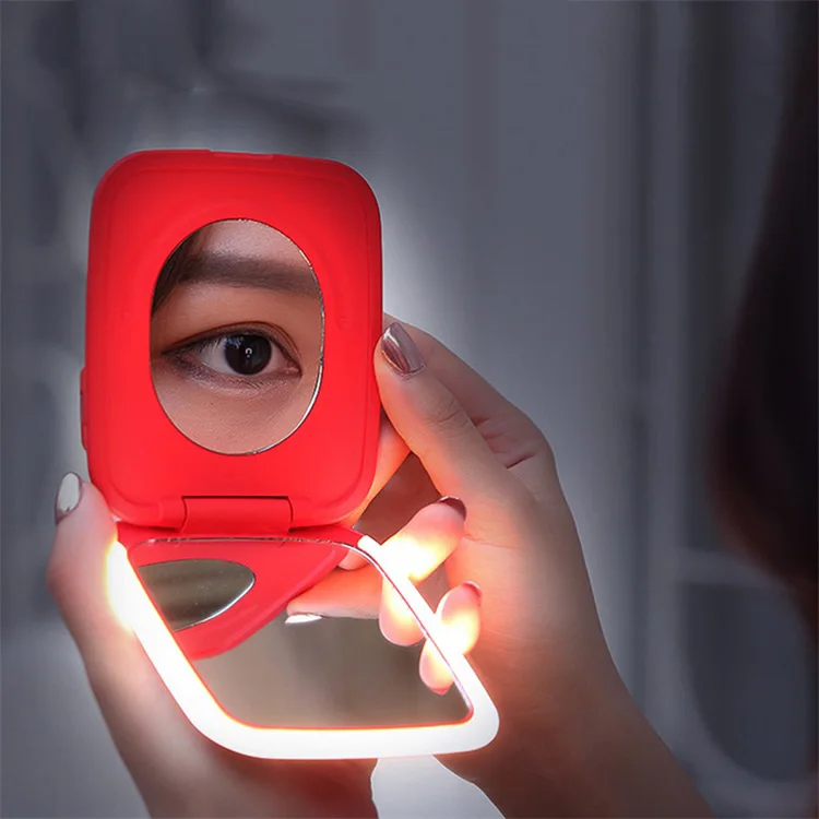High Quality Convenient Small Makeup Mirror Adjustable Led Light Double Sided Makeup Mirror Women Daily Use Pocket Makeup Mirror