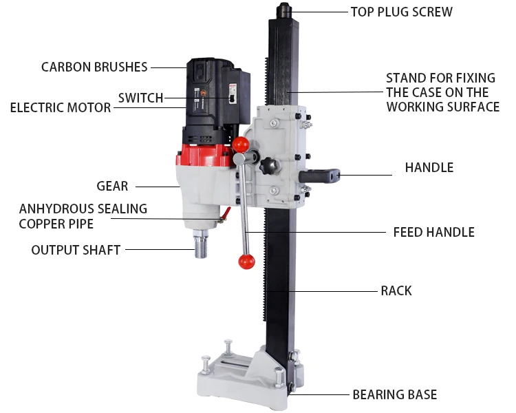 Best Quality 2800W 500/900r/min heavy duty two speed heavy duty diamond core drill machine with bracket