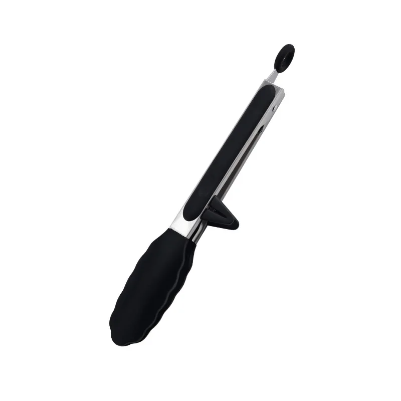 Stainless Steel Non-slip Grip Food Grade Silicone tip Food Tong with triangle Stand
