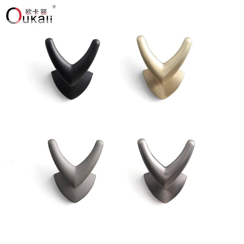 Oukali High Quality Zinc zamak Metal antique wall mounted single hook bedroom restroom clothe coat hooks