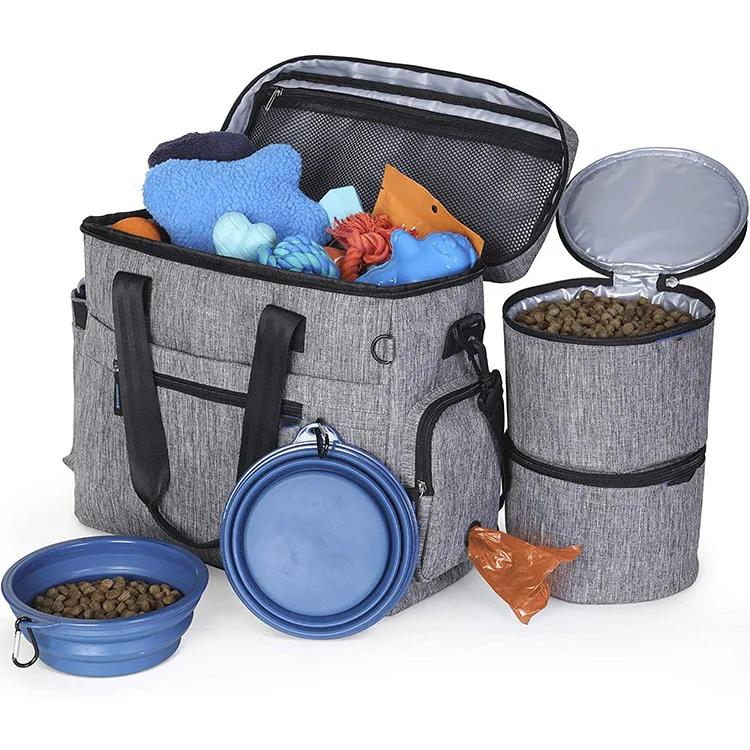 Dog Travel Bag for Supplies Set Includes Pet Travel Bag Organizer for Accessories Ideal Dog Travel Bowls Kit for a Weekend Away