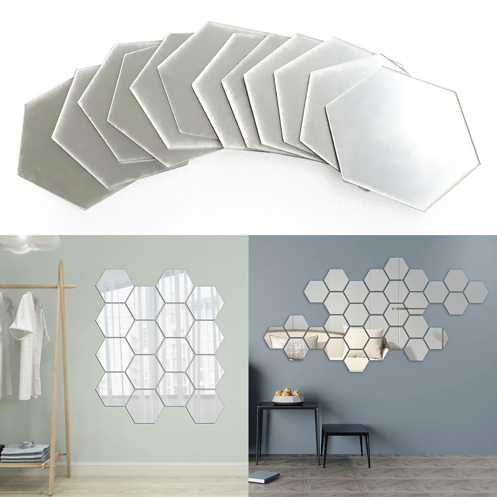 Wholesale Acrylic Hexagonal Wall Sticker Mirror For Living Room Bedroom Office Decoration Wall Decal Reflective Mirror Stickers