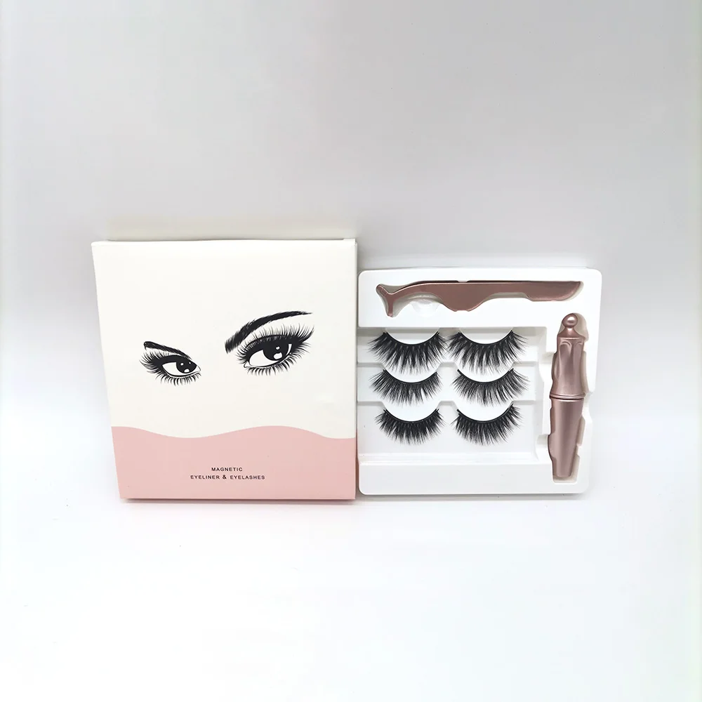 High quality light weight magnetic eyeliner lashes faux mink magnetic eyelash with eyeliner