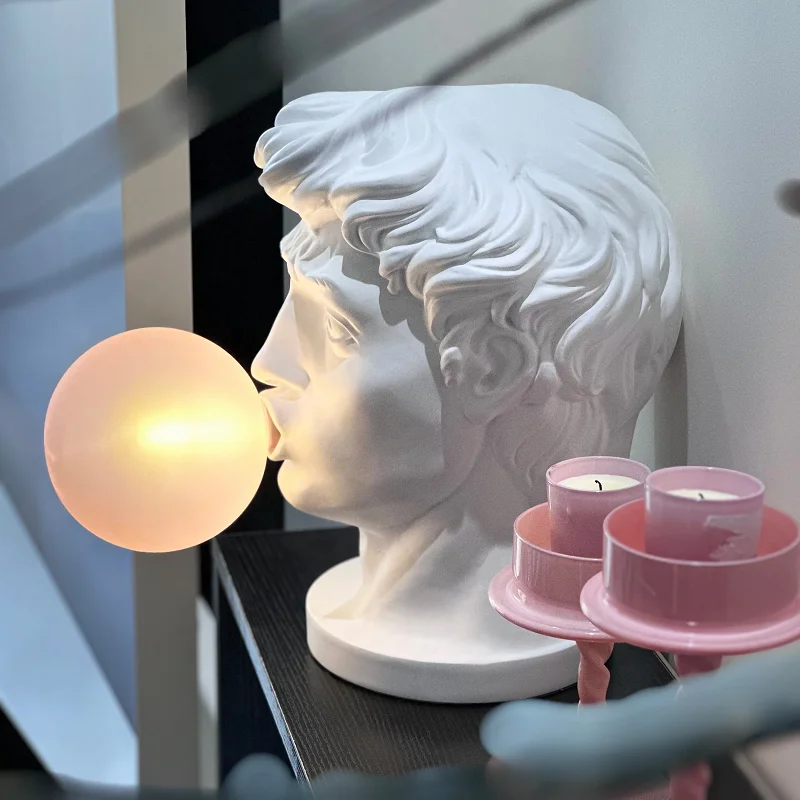 Nordic Greece Resin LED Desk Light Sculpture David Statue Desktop Home Decor Table Lamp