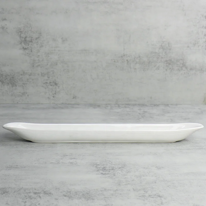 Ceramic olive dish custom white glazed olive tray dolomite olive plate rectangle dishes for home and party used