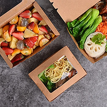 Single Cookies Food Kraft Paper Box with Clear Window Handmade Soap Boxes Presents Packaging for Bakery Cookies Candy Soap