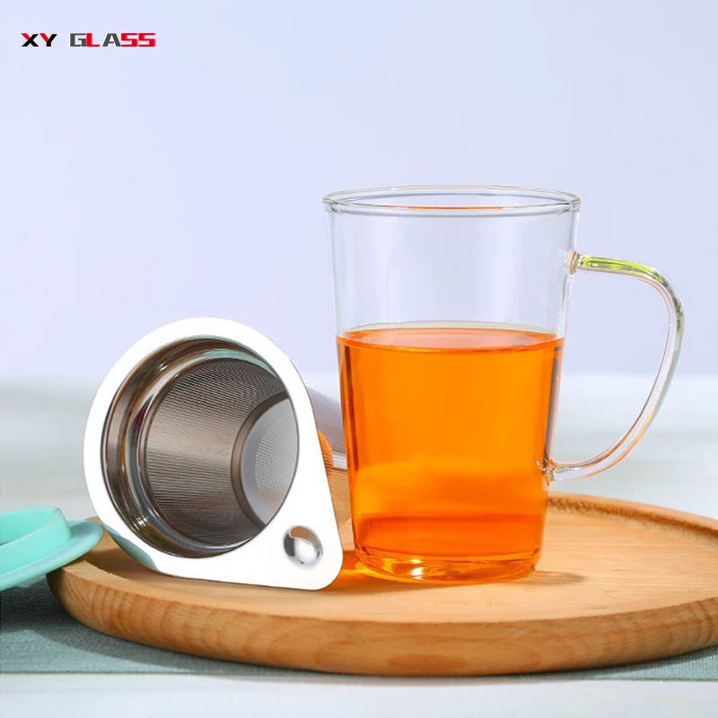 brief design with 304 stainless steel water filter thermo glass tea filter cup