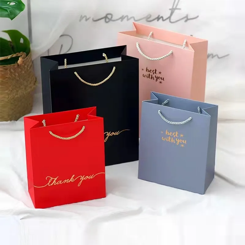 Luxury Custom Logo Hot Foil Stamping Wedding Gift Paper Shopping Bags Clothes Store Packaging Thank You Paper Bags for Boutique
