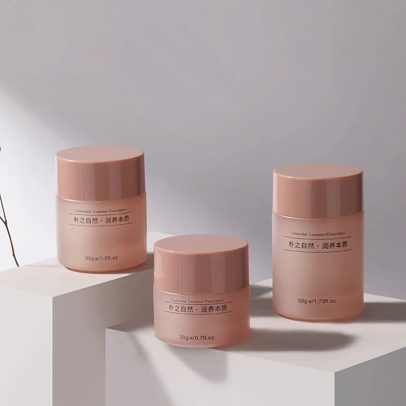 Best Sell Luxury Glass Amber Frosted Jar 20g Eye Cream Jar 30g 50g Pink Lotion Cream Skincare Cosmetic Packing Jar Ready to ship