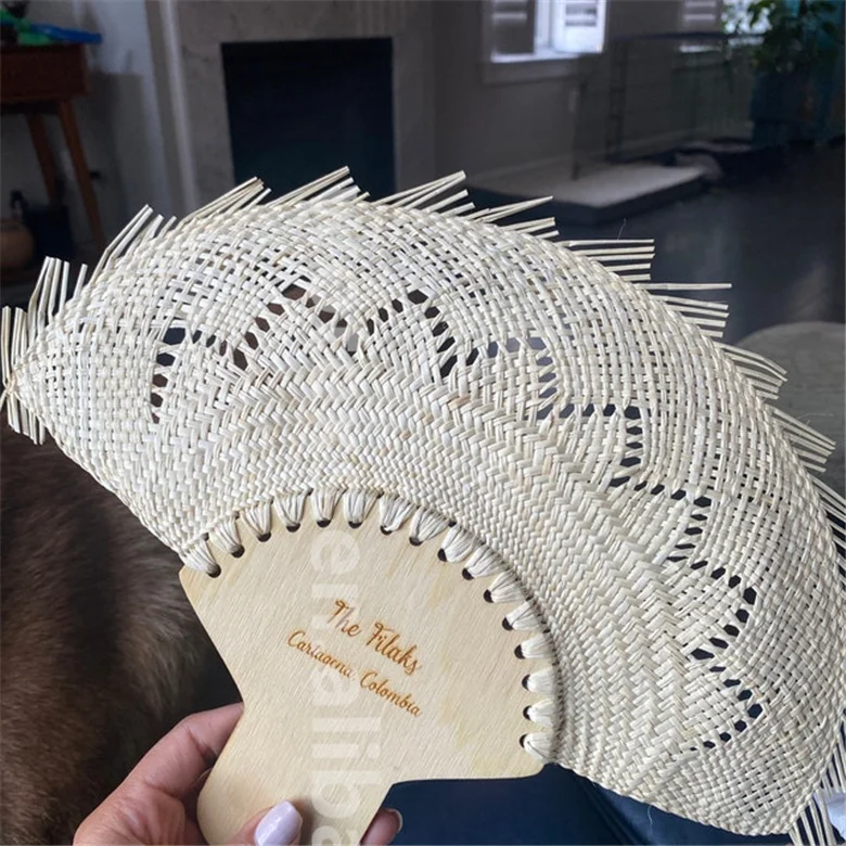 Custom wedding hand fans personalized bridesmaid gift unique beach themed favors handmade Woven fans