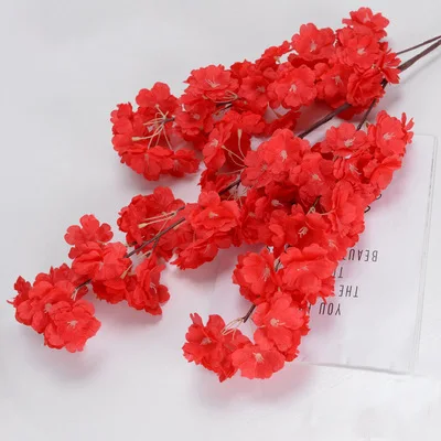 New Fashion real touch long silk bouquet flowers artificial decorative cherry blossom branches ceiling hanging artificial flower