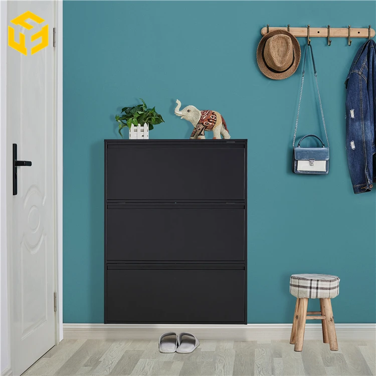 Wall Mounted Hallway Steel Shoe Box Cabinet Foldable Metal Shoe Cabinet