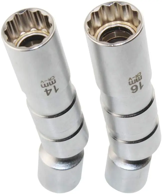 14mm/16mm Thin Wall Magnetic Swivel Spark Plug Socket 3/8 inch Drive 12 Point