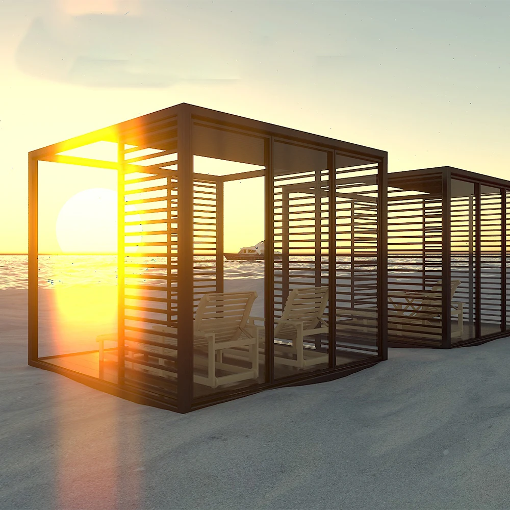 Tianyu All Season Box Style Aluminum Frame Coffee Shop Design Garden Building Outdoor Waterproof Pergola