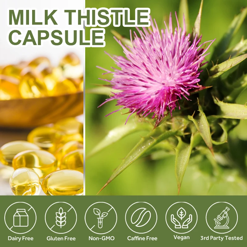 OEM Milk Thistle Capsule Private Label OEM 120pc Liver Health Protect Cardiovascular