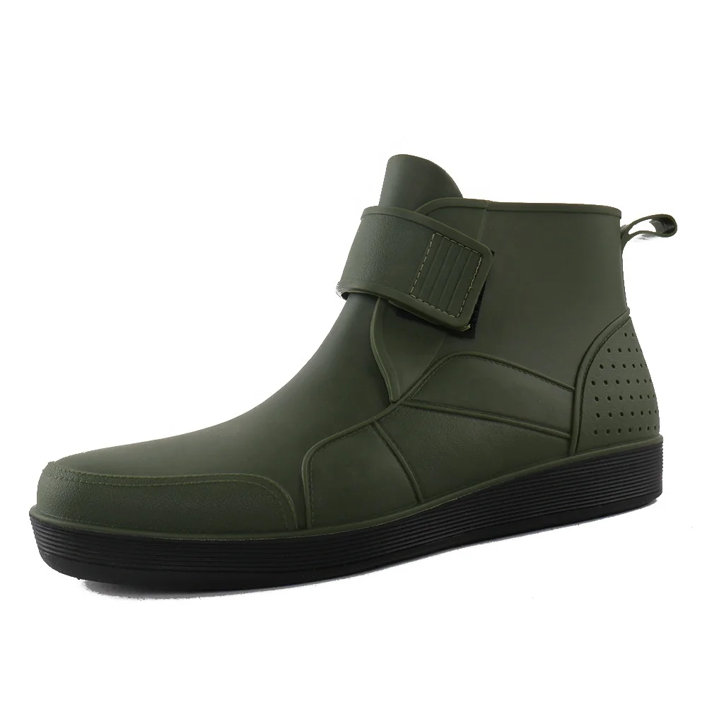 Непромокаемые сапоги для мужчин из ПВХ, для дождливой погоды обувь для девушек; Женские водонепроницаемые ботинки; Модная обувь без шнуровки, обувь без шнуровки, ботинки с открытой лодыжкой