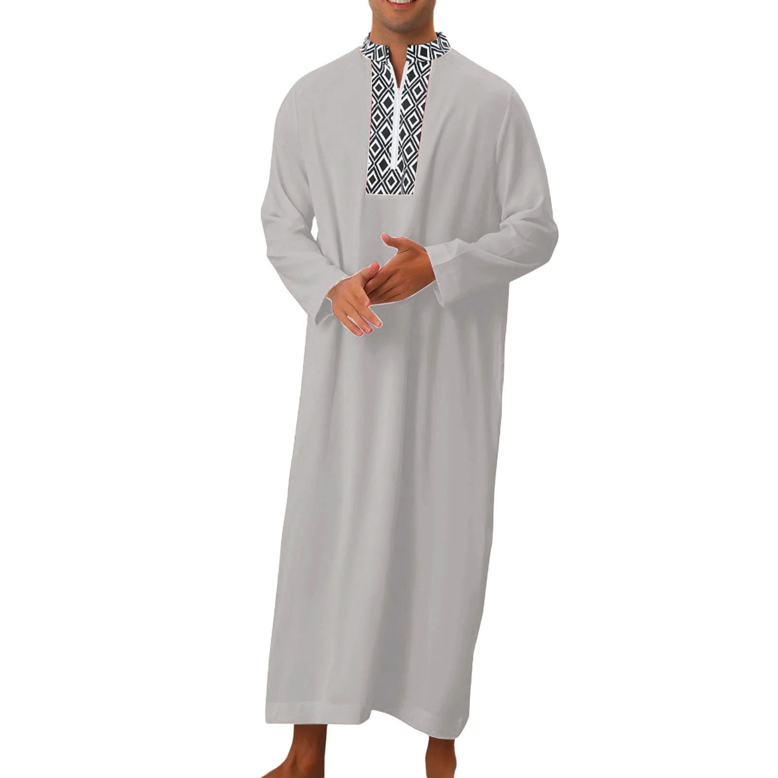 2024 Men Style Arabic Moroccan Islamic Thobe Dress Traditional Muslim Abaya Clothing