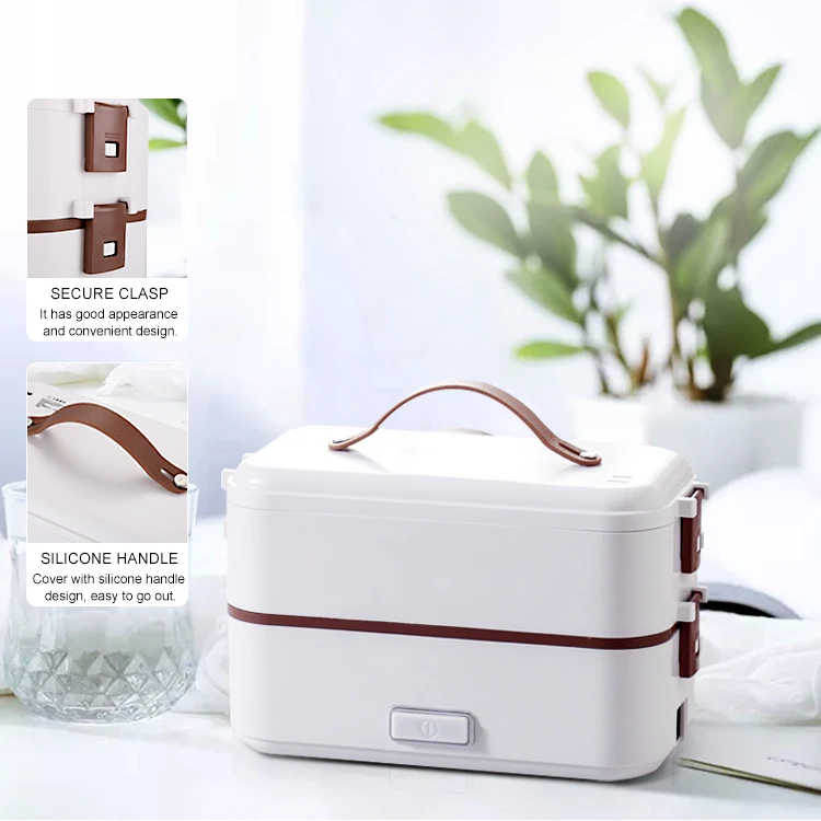 Household 2-In-1 Portable Lunch Box Sets Safe Stainless Steel Food Warmer Electric Lunch Box with Carry Bag