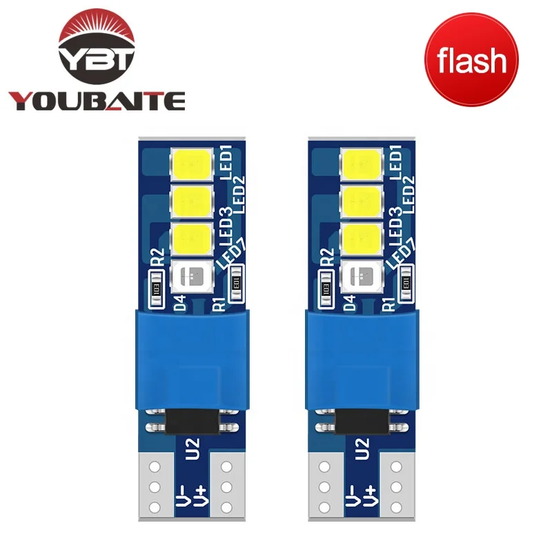 Car Bulb T10 Led Change Color Blue To White gradie W5w 194 168 Interior Dome Reading Light 2835 8smd Auto lighting system 12V