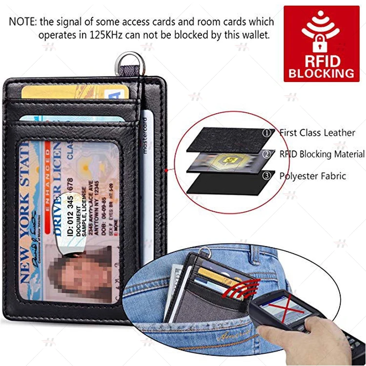 Slim Minimalist RFID Blocking Key Ring Front Pocket Leather Men Wallet Credit Card Holder