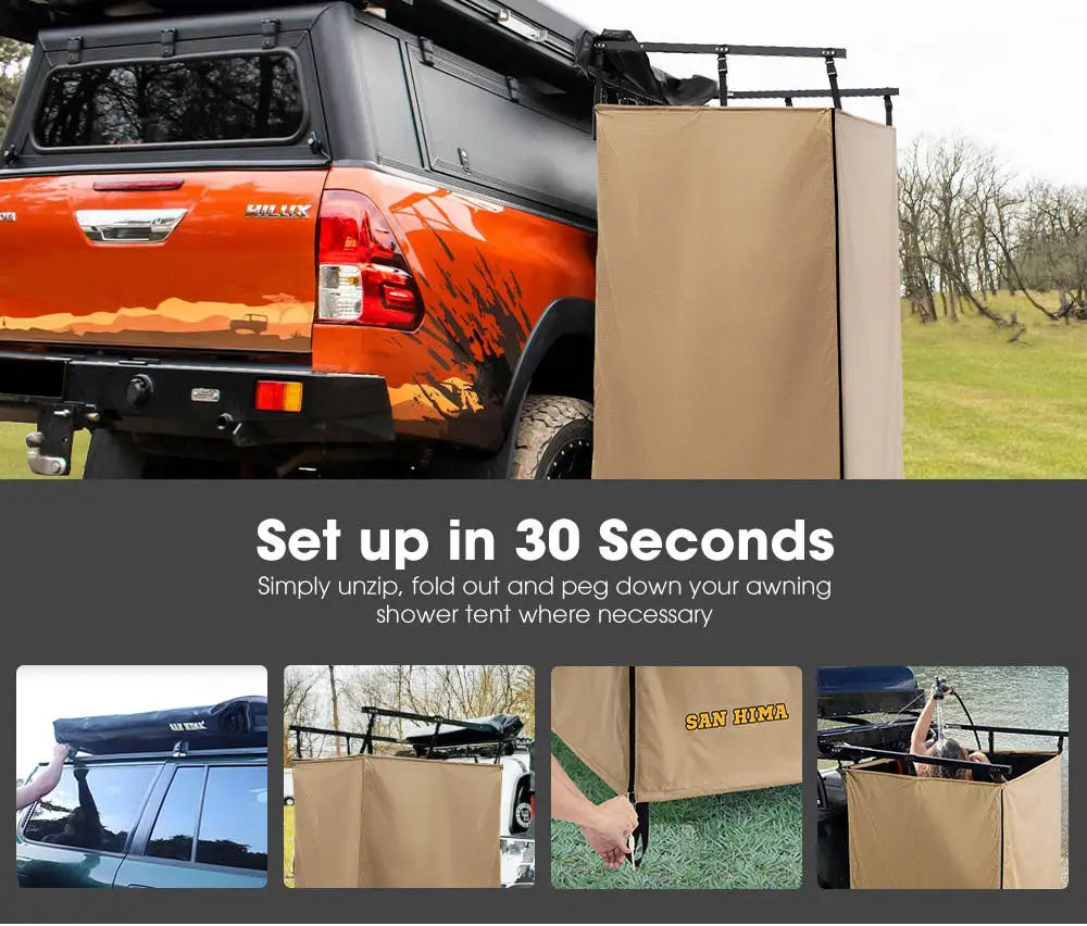 Outdoor Camping Shower Tent Car Side Shower Tent Toilet Bathing Tent Built-in Led Strip Light