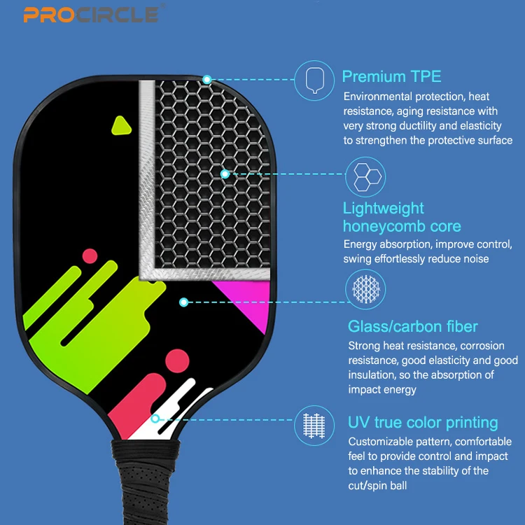 Professional lightweight pickleball paddle glass fibre pickleball paddle usapa approved pickleball paddle racket set