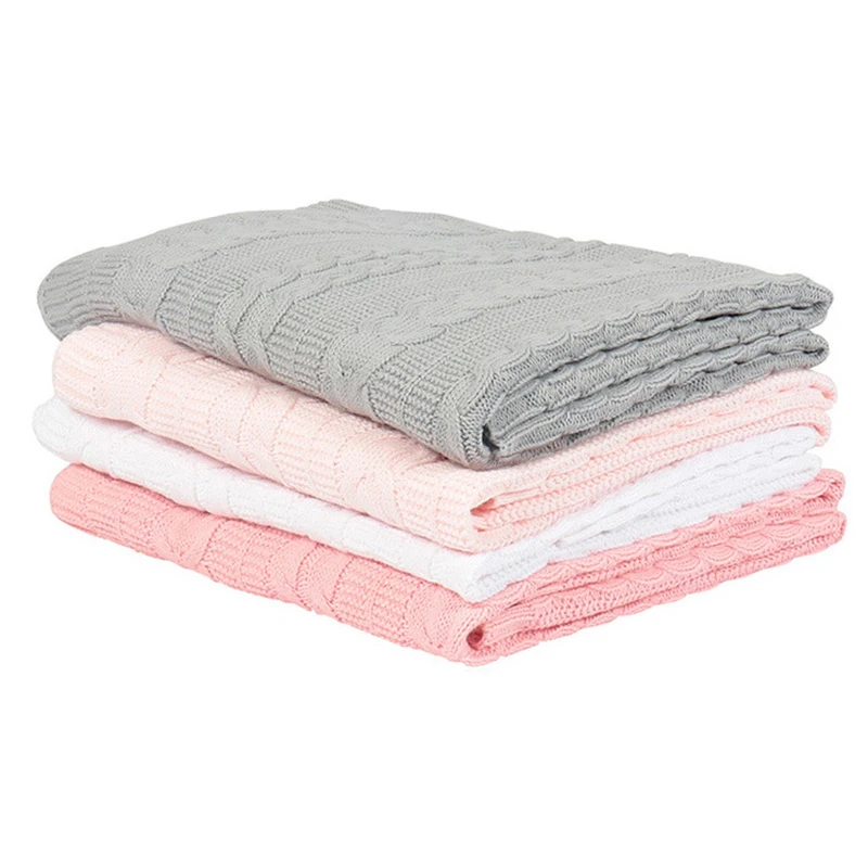 100% Organic Cotton Yarn Knit Blanket Baby Swaddle Knitted Blanket Soft and Warm Blanket