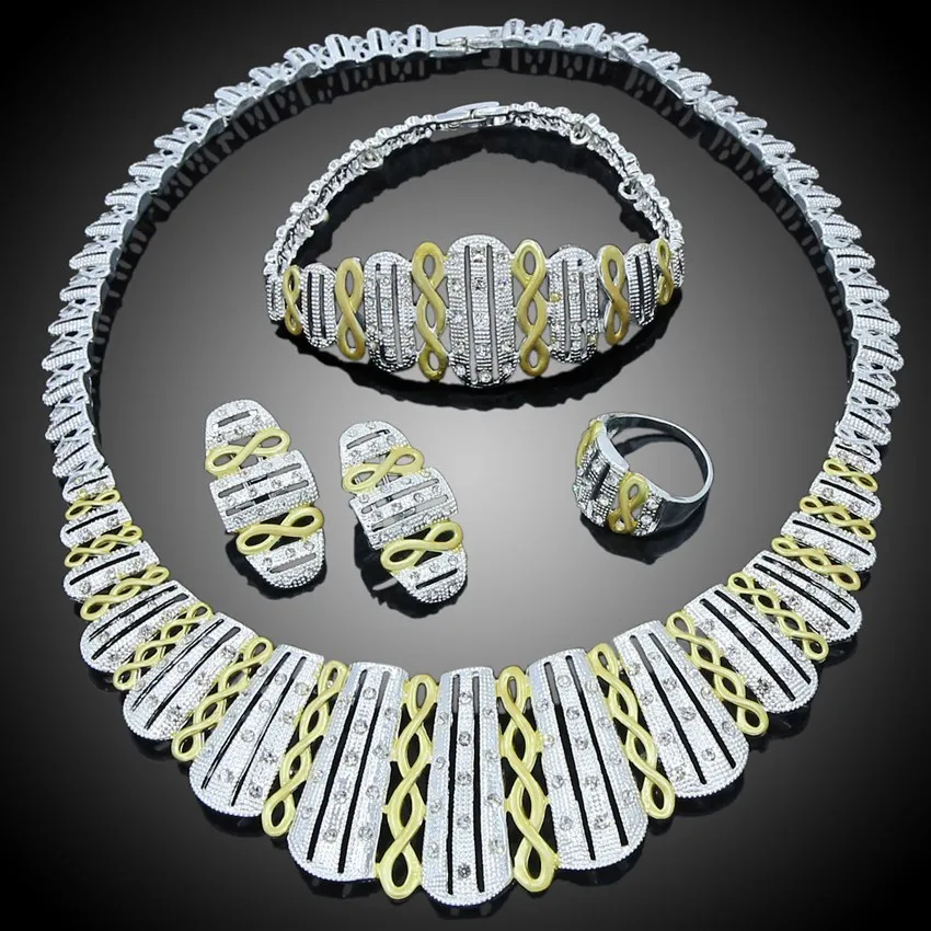 Yulaili Vintage Fashion Gold Silver Necklace African Jewelry Sets for Women Elegant Party Gift Fashion Costume Jewelry Sets