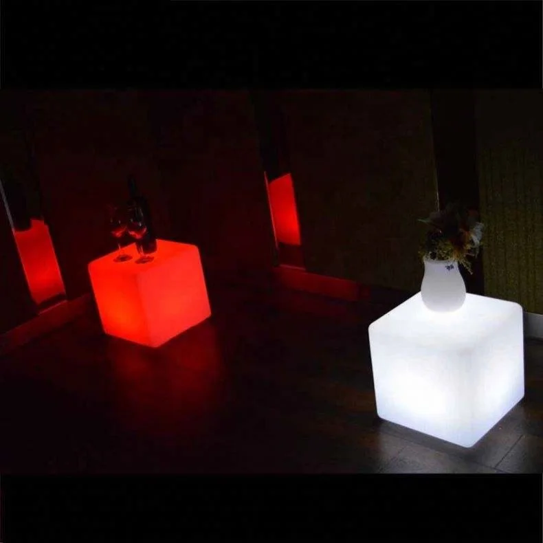 PE material modern design 40cm fancy plastic cubes chair led cube furniture sale led chairs and tables