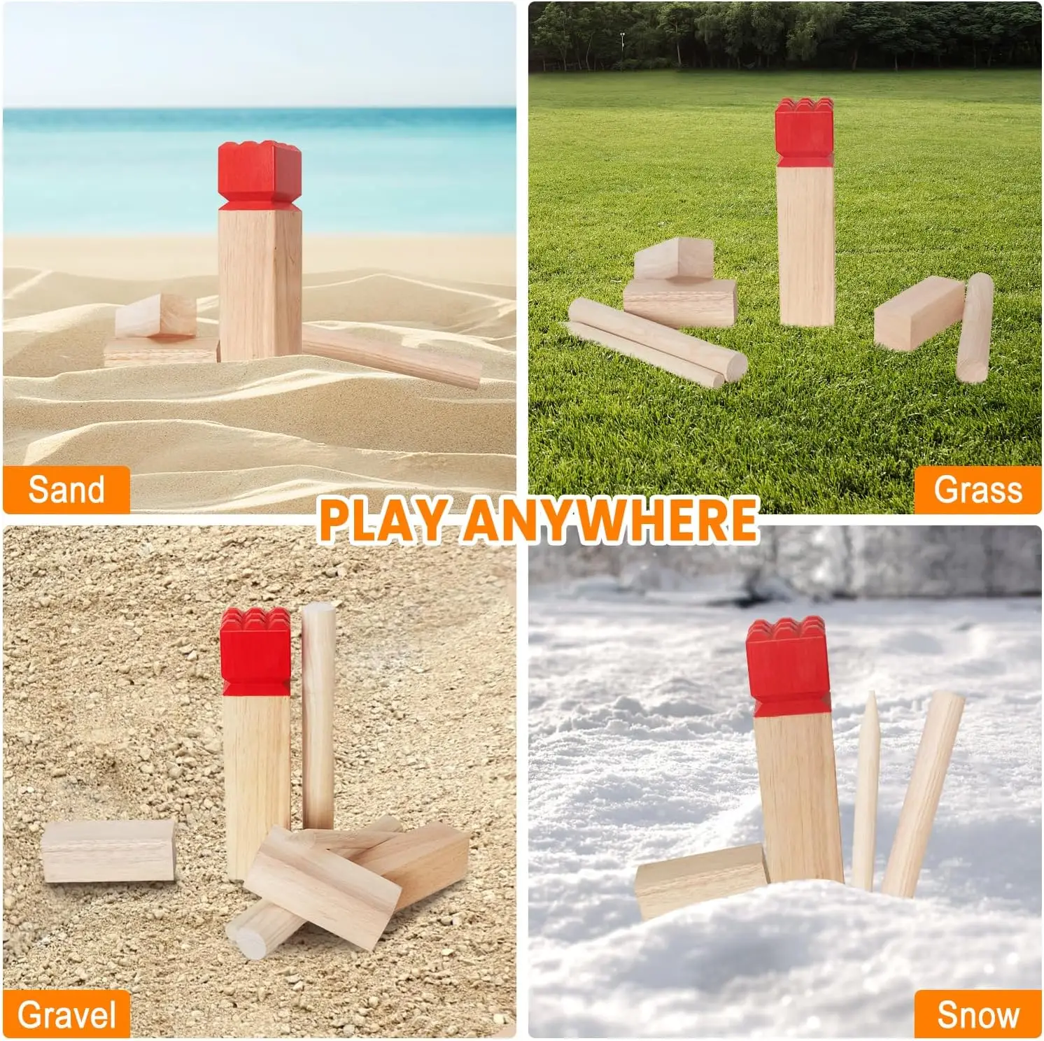 High Quality Manufacturers Direct High Quality Rubber Wood Kubu Games Set Outdoor Grass Yards for Family Fun