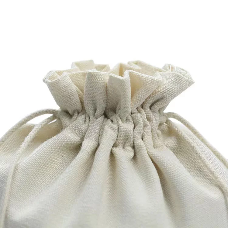 Recycled Custom logo print small canvas cotton drawstring bag duffle bags for gifts