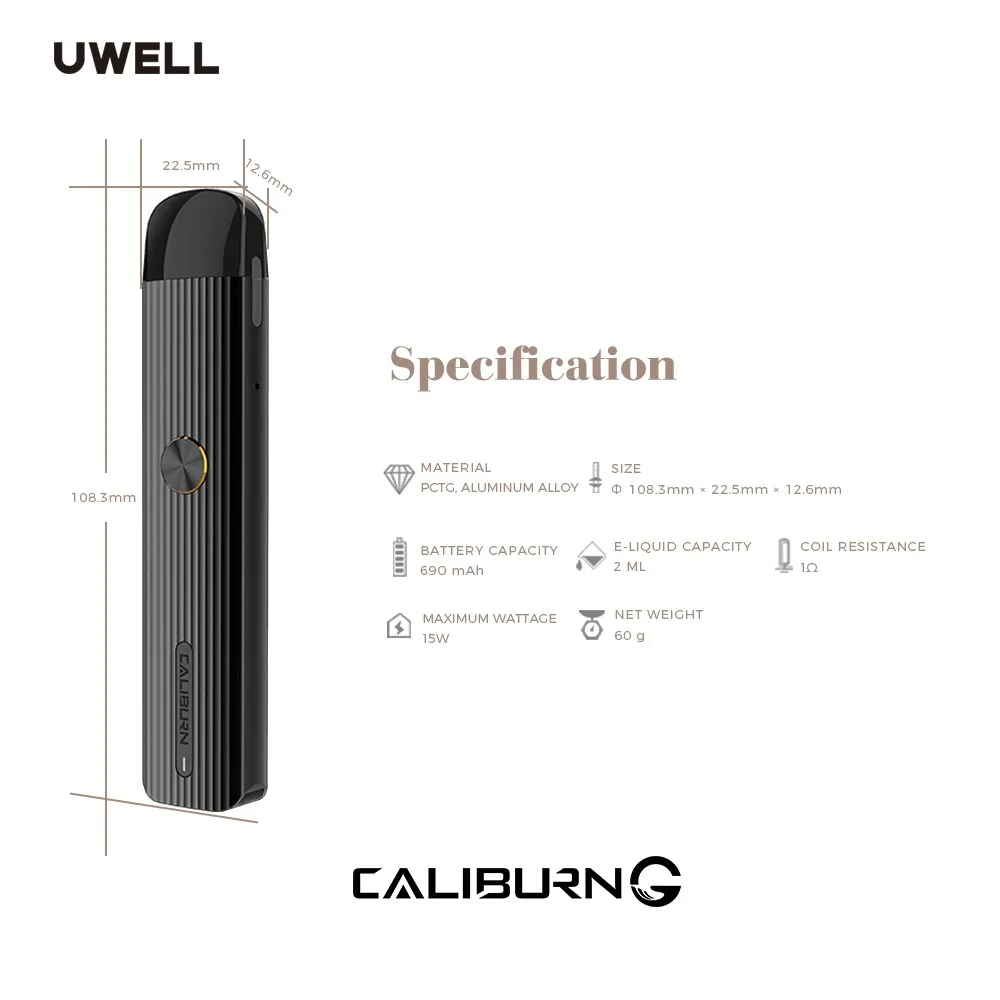 Профессиональное производство UWELL Caliburn G Pod System Kit 690 mAh Uwell