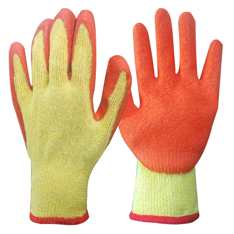 High quality 10 gauge cotton yarn latex wrinkle safety work gloves