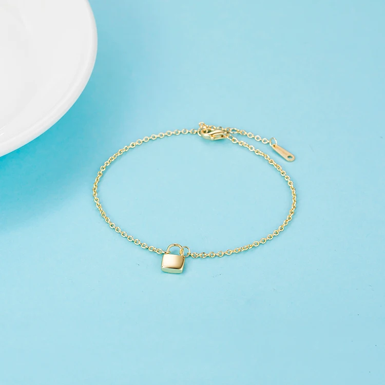 Ювелирные изделия из стерлингового серебра 925 пробы в форме замка, подарок на день Святого Валентина, позолоченная цепочка, браслет на лодыжку