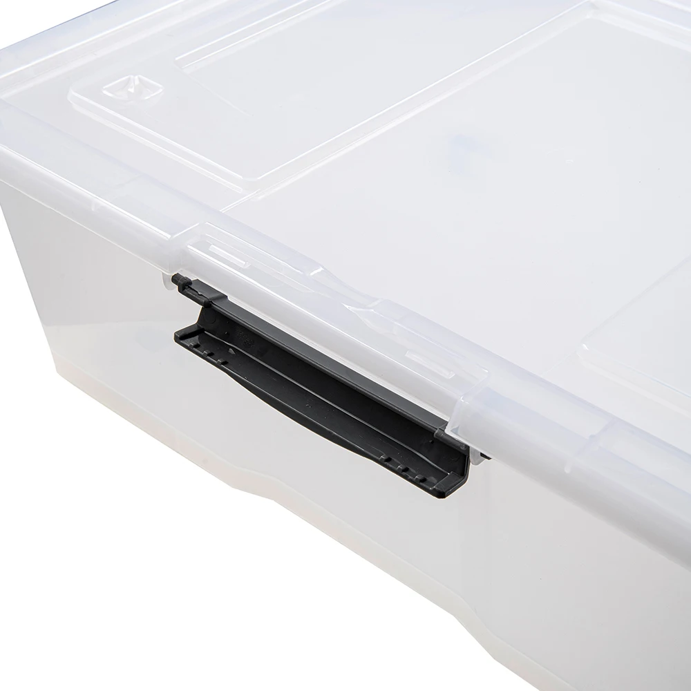 55L clear plastic transparent underbed storage box with split lid