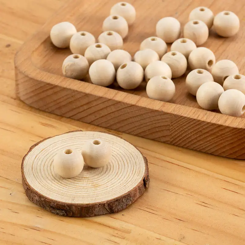 Natural Wooden rosary Beads for Making Jewellery wood bead garland with tassels DIY wooden beads for kids Boho Crafts