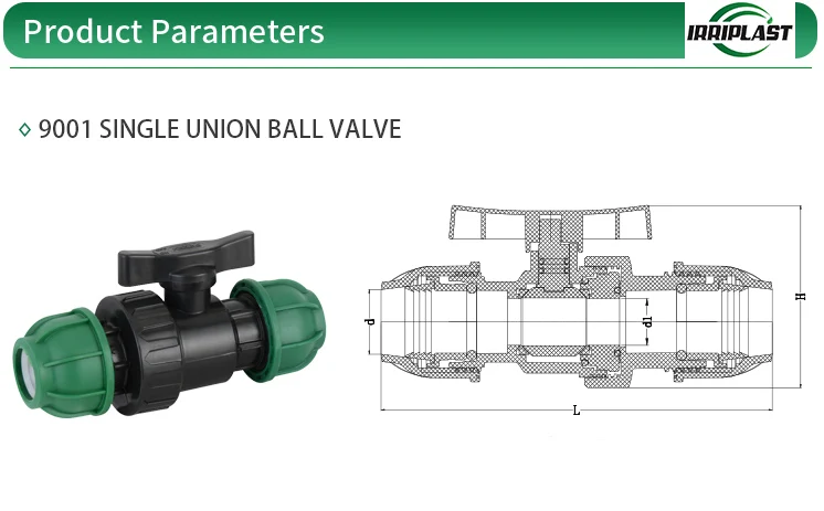 Irriplast High Quality Plastic PP Single Union HDPE PP Ball Valve for Farm Irrigation