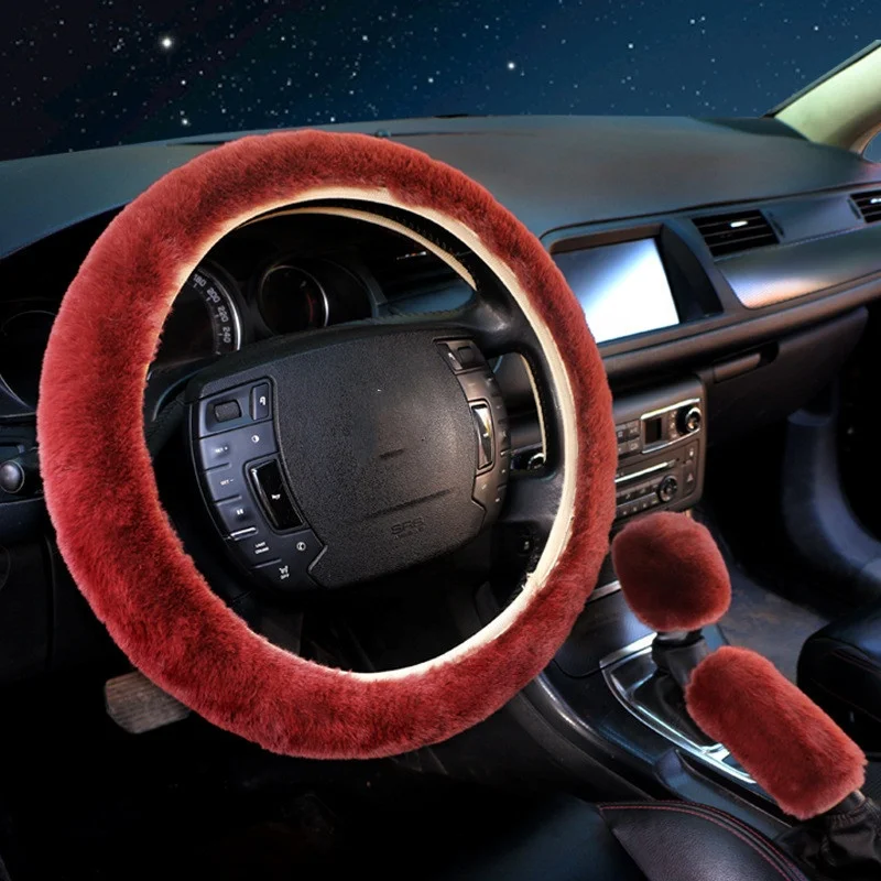 simple plush car steering wheel cover winter warm car steering wheel cover set