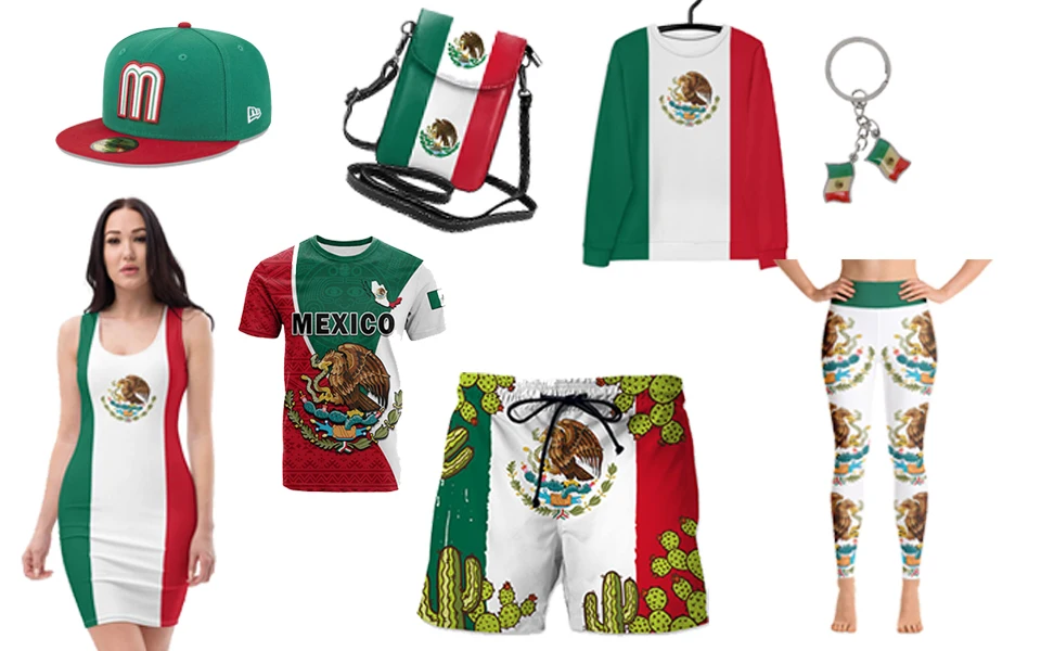 Mexico Flag Boxing Caps Hat Legging Mexico Lanyard Sweatshirt Shorts Jacket Hoodies Jersey Tank Swim Wear Mexico Baseball Hat