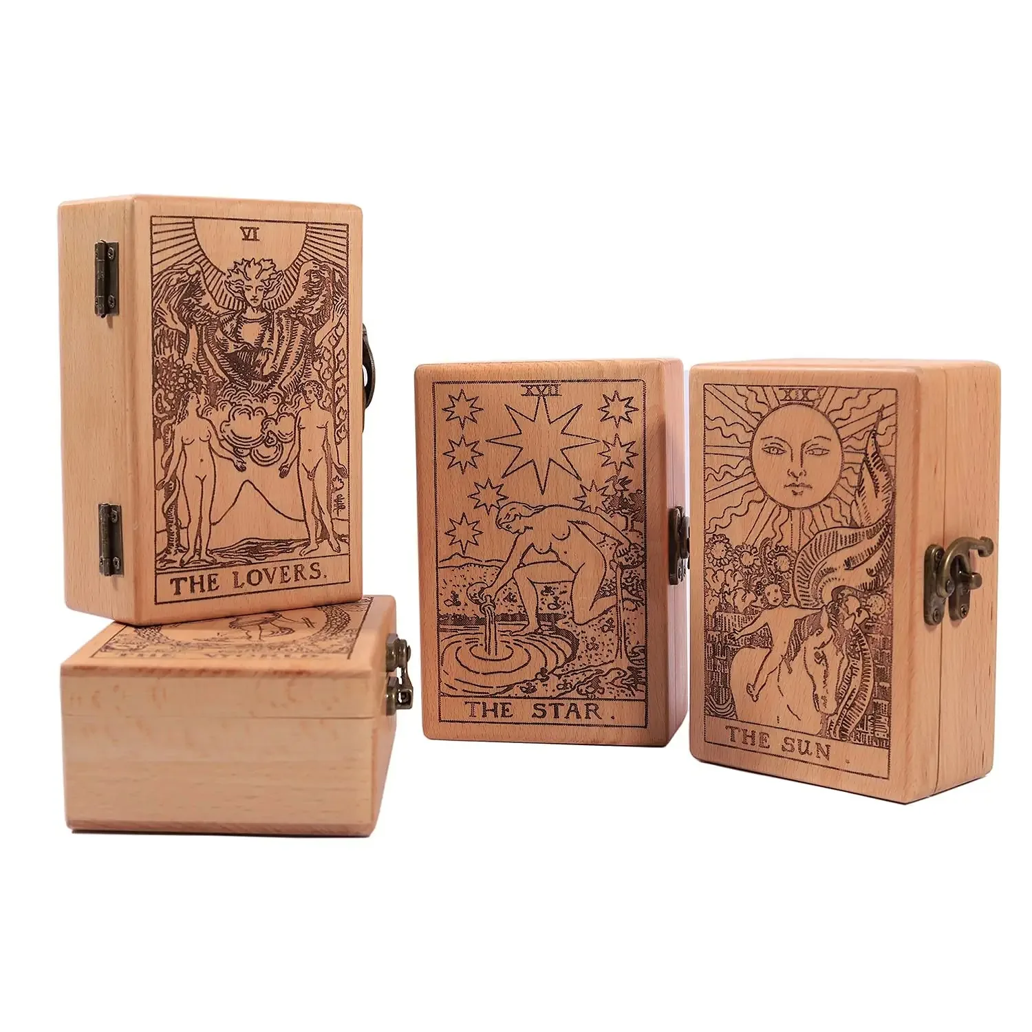 Small Treasure Jewelry Box Custom Craft Supplies Mistery Small Wooden Tarot Card Box Large Wooden Jewelry Box