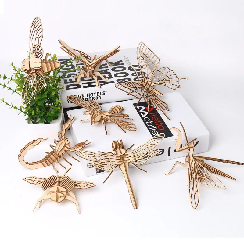 DIY Insect Wooden Model Butterfly Kids Educational Toys