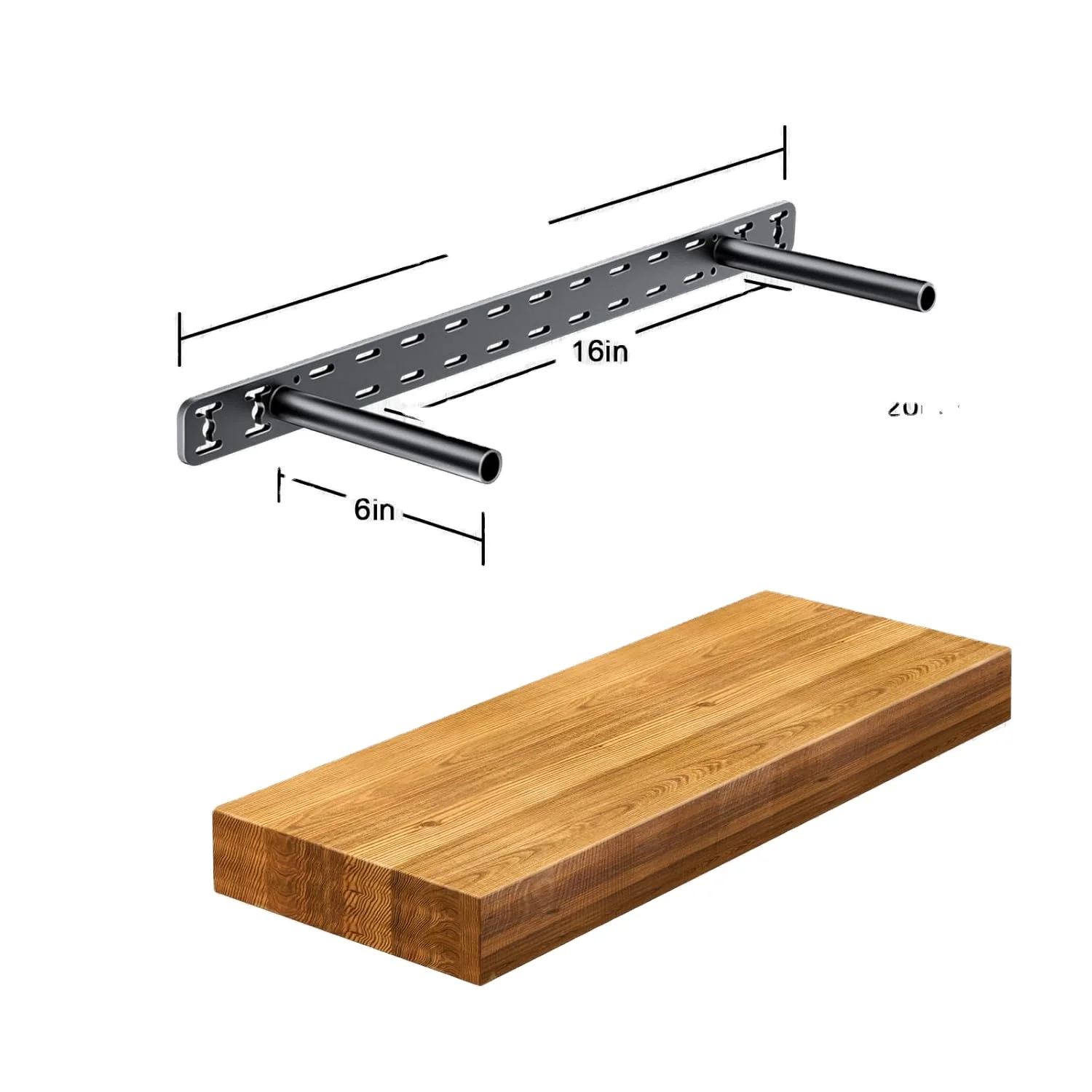 Sturdy Rustic Floating Shelves Wall Bracket Hanging Storage Bedroom and Bathroom Wall Decor Hanging Shelves Metal Bracket