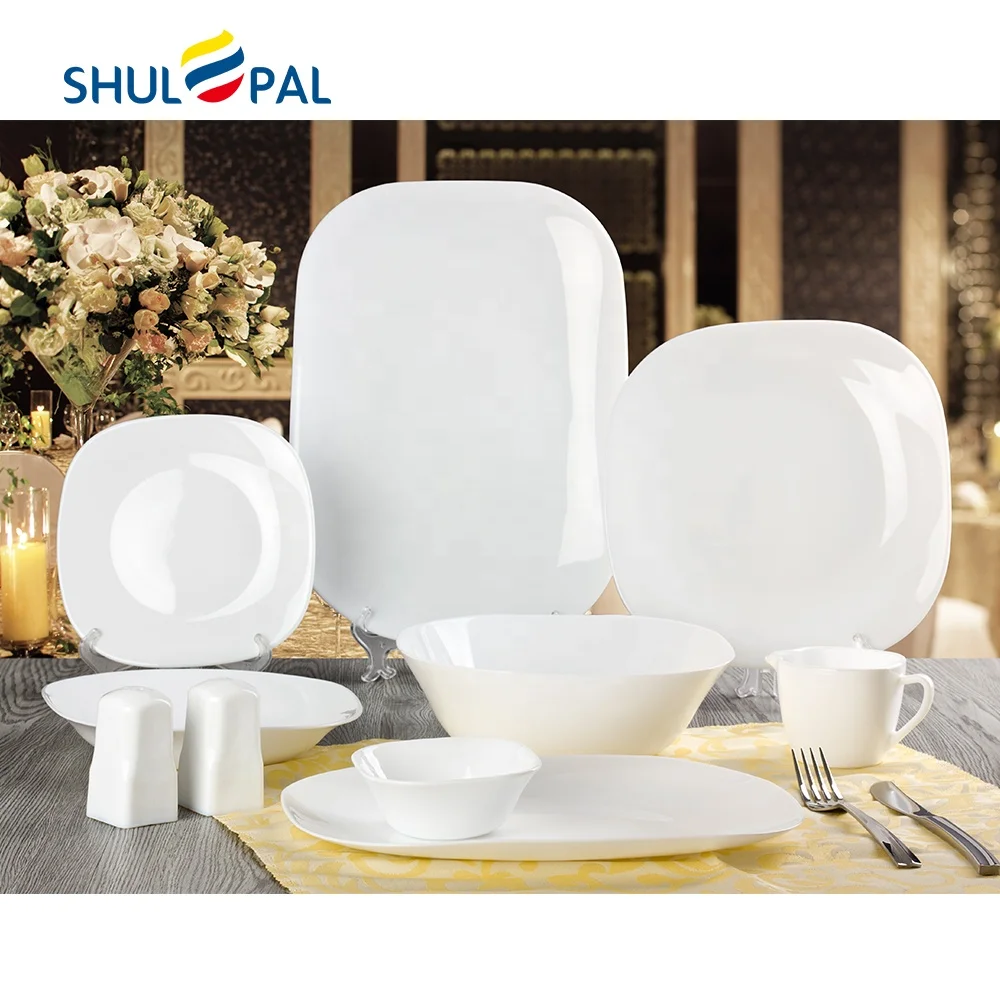 Modern white opalware square 30 PCS dinnerware set